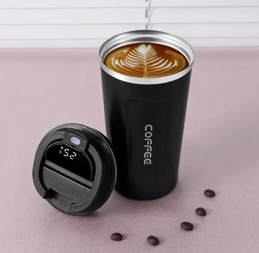 Stainless Steel Coffee Mug with Temperature Display