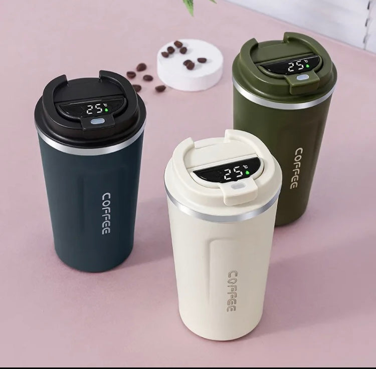 Stainless Steel Coffee Mug with Temperature Display