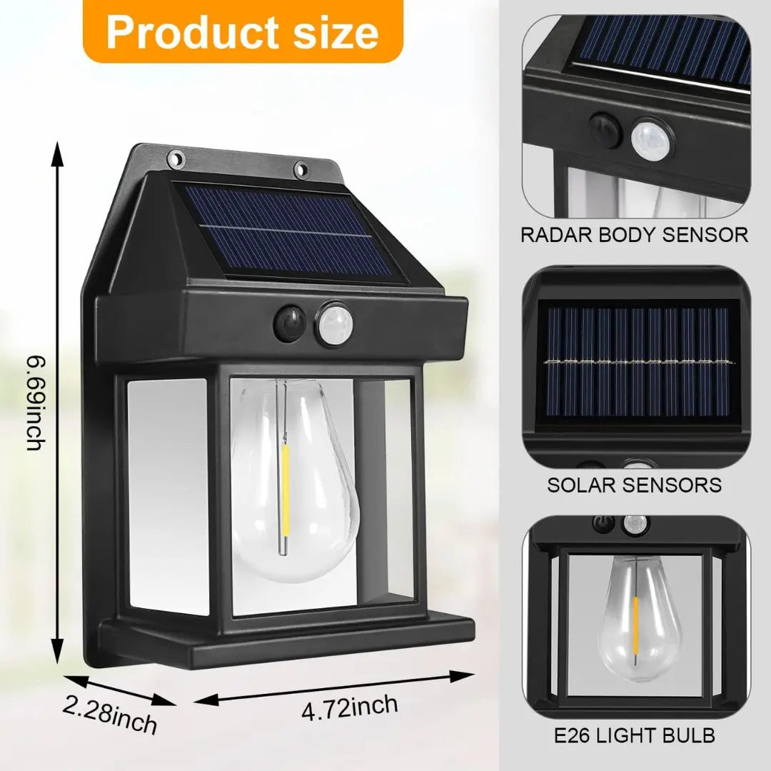 Solar Motion Sensor Outdoor Wall Light – Large Waterproof LED Lamp for Garden, Patio & Pathway