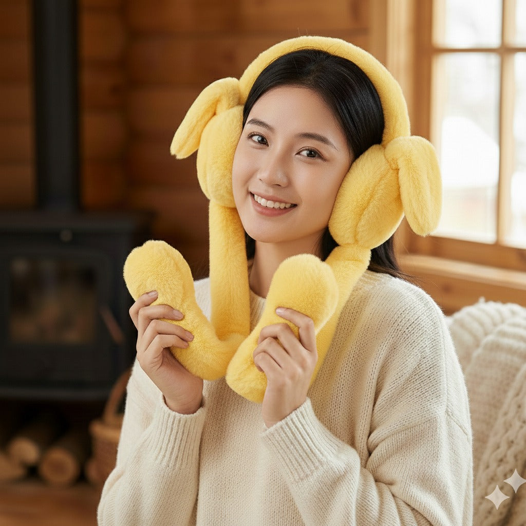 Cute Rabbit Ear Muffler | Soft Plush Winter Ear Warmer for Kids & Girls